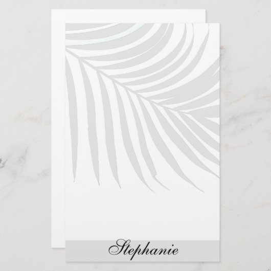 ヤシの木の葉の灰色のモノグラムのな一流のユニークなカッコいい 便箋 (正面/裏面)