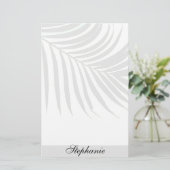 ヤシの木の葉の灰色のモノグラムのな一流のユニークなカッコいい 便箋 (スタンド正面)