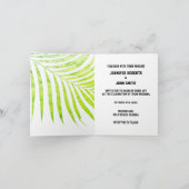 ヤシの木の葉の緑の箔葉の白結婚色 ノートカード (内部)