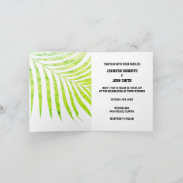 ヤシの木の葉の緑の箔葉の白結婚色 ノートカード