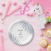 ヤシの木の葉ほこりっぽい青離れのクール結婚 ペーパープレート (パーティー)