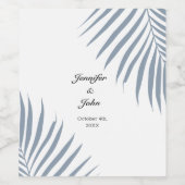 ヤシの木の葉ほこりっぽい青離れのクール結婚 ワインラベル (シングルラベル)