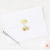 ヤシの木の葉ゴールドフォイル葉の白 スクエアシール (封筒)