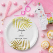 ヤシの木の葉ゴールドフォイル葉の白 ペーパープレート (パーティー)