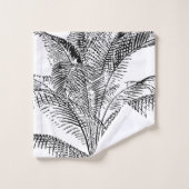 ヤシの木の葉ヴィンテージレトロ抽象芸術パターン バスタオルセット (ウォッシュタオル)