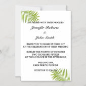 ヤシの木の葉緑の水色葉の マグネット招待状 (正面)