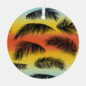 ヤシの木の葉：シームレスなパターン。 ガラスオーナメント (裏面)