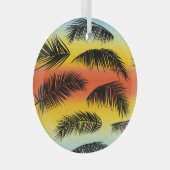 ヤシの木の葉：シームレスなパターン。 ガラスオーナメント (正面右)