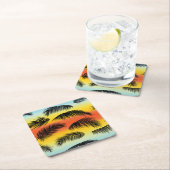 ヤシの木の葉：シームレスなパターン。 スクエアペーパーコースター (インサイチュ)