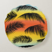 ヤシの木の葉：シームレスなパターン。 ラウンドクッション (裏面)