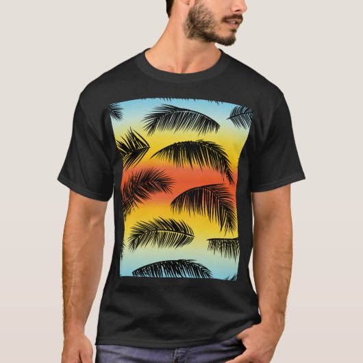 ヤシの木の葉:シームレスなパターン。 Tシャツ (正面)