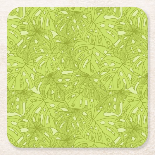 ヤシの木の葉 スクエアペーパーコースター (正面)