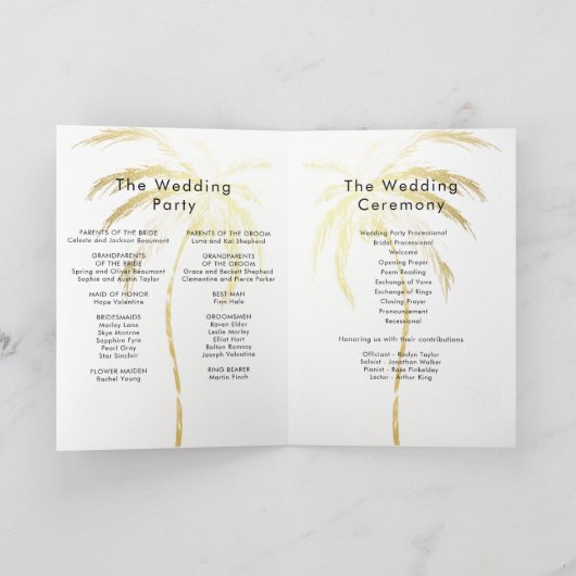 ヤシの木の行き先結婚式の折り畳みプログラム プログラム (内部)