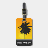 ヤシの木の金日没のKey Westの熱帯カスタム ラゲッジタグ (正面縦)