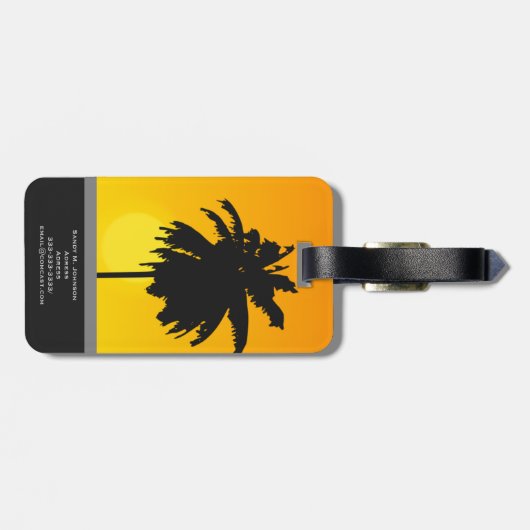 ヤシの木の金日没のKey Westの熱帯カスタム ラゲッジタグ (裏面横)