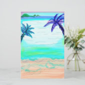 ヤシの木の静止した紙 便箋 (スタンド正面)