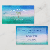 ヤシの木の風化させたオーシャンブルーの緑のプロフェッショナル 名刺 (正面/裏面)