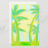 ヤシの木の黄色いターコイズス日が差すこと固定 便箋 (正面/裏面)
