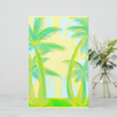 ヤシの木の黄色いターコイズス日が差すこと固定 便箋 (スタンド正面)