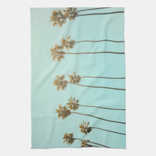 ヤシの木の黄色の日差し、柔らかい軽食 キッチンタオル (縦)