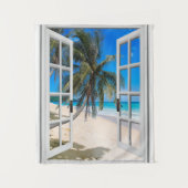 ヤシの木はテーマの壁掛けを浜に引き上げます タペストリー (正面)