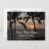 ヤシの木は日付を保存する目的地の結婚式 案内ポストカード (正面/裏面)