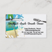 ヤシの木は海のフォークの道具シェフのケータリングを浜に引き上げます 名刺 (裏面)