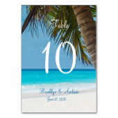ヤシの木をビーチ結婚式のテーブルカード テーブルナンバー (裏面)