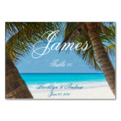 ヤシの木をビーチ結婚式のテーブルカード テーブルナンバー (裏面)