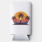 ヤシの木を持つ夕日Vector-98801 スリム缶クーラー (裏面)