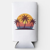 ヤシの木を持つ夕日Vector-98801 スリム缶クーラー (正面)