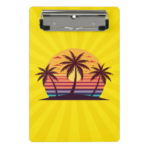 ヤシの木を持つ夕日Vector-98801 ミニクリップボード