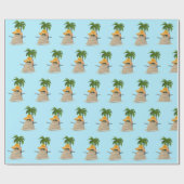 ヤシの木を持つ熱帯砂の男 ラッピングペーパー (フラット)