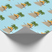 ヤシの木を持つ熱帯砂の男 ラッピングペーパー (角)