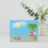 ヤシの木を持つ熱帯砂人 ポストカード (スタンド正面)