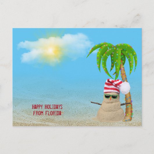 ヤシの木を持つ熱帯砂人 ポストカード (正面)