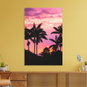 ヤシの木を通る夕日 キャンバスプリント (インサイチュ (リビング))