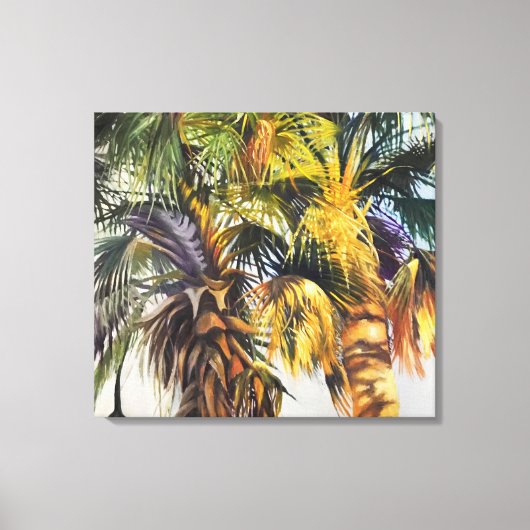 ヤシの木カラフルが印象派絵画の キャンバスプリント (正面)