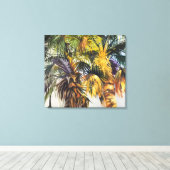 ヤシの木カラフルが印象派絵画の キャンバスプリント (インサイチュ (ウッドフロア))