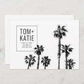 ヤシの木カリフォルニアの日付を結婚保存 招待状 (正面/裏面)