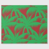 ヤシの木クリスマスレッドとグリーン ラッピングペーパー (フラット)