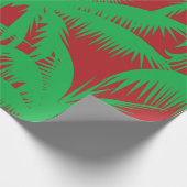 ヤシの木クリスマスレッドとグリーン ラッピングペーパー (角)