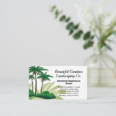 ヤシの木グラフィック風景芝気に刈り機 名刺 (スタンド正面)