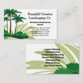 ヤシの木グラフィック風景芝気に刈り機 名刺 (正面/裏面)