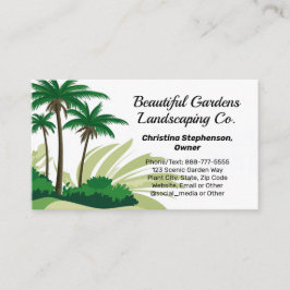 ヤシの木グラフィック風景芝気に刈り機 名刺