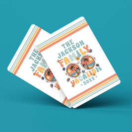 ヤシの木サングラスのレトロな家族の休暇のグルービー トランプ