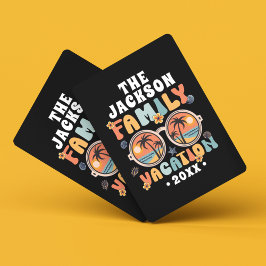 ヤシの木サングラスのレトロな家族の休暇のグルービー トランプ