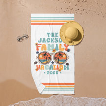 ヤシの木サングラスのレトロな家族の休暇のグルービー