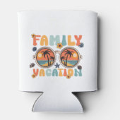 ヤシの木サングラスのレトロな家族の休暇のグルービー 缶クーラー (裏面)