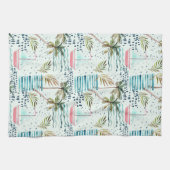 ヤシの木パターンが付いている水彩画のヨット キッチンタオル (横)